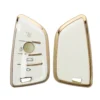 Kwmobile Autoschlüssel Hülle Kompatibel Mit BMW 3-Tasten Smart Key Autoschlüssel - Schlüsselhülle Silikon Cover - Weiß Gold