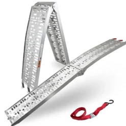 Bituxx Klappbare Aluminium Auffahrrampe , 2,28m, Bis 340 Kg, Silbern, MS-11362