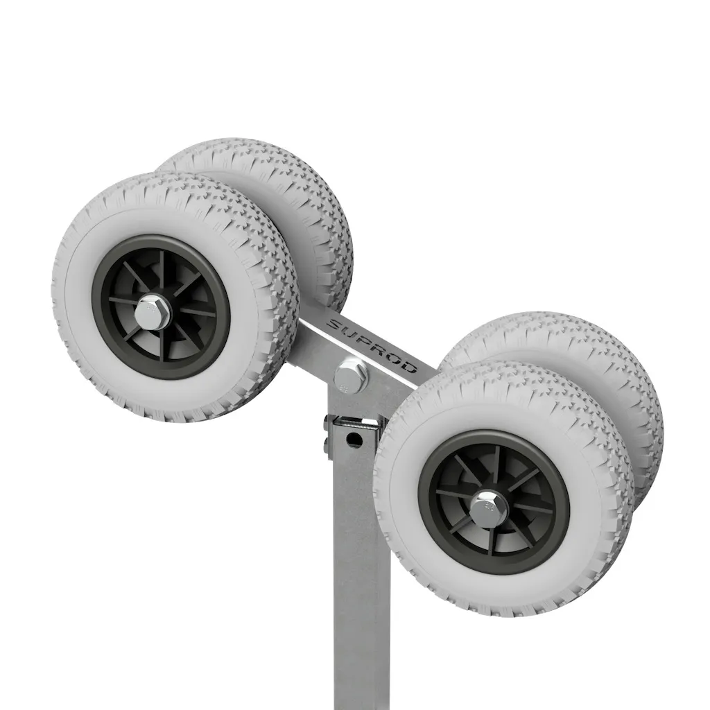 4er Slipwagen, Sliprollen, Sliphilfe, Bootstrailer, PolyurethanReifen, SUPROD RKSPUR-4, Ø200, Grau/schwarz 4 4er Slipwagen, Sliprollen, Sliphilfe, Bootstrailer, PolyurethanReifen, SUPROD RKSPUR-4, Ø200, Grau/schwarz – Bild 2