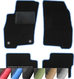 Moto-MOLTICO Fußmatten Auto Velours Autoteppiche Schwarz Automatten Set 2-teilig Passend Für Fiat Doblo I 2001-2009 (Blaue - Ziernähte)