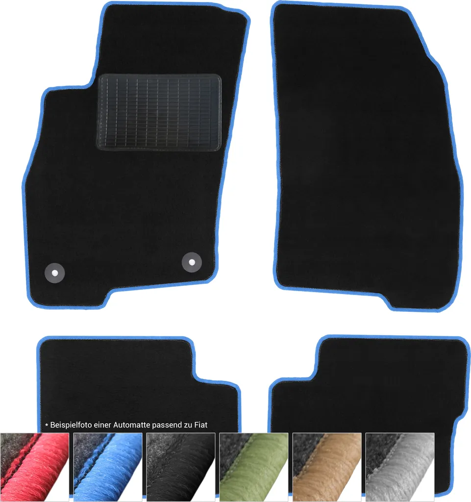 Moto-MOLTICO Fußmatten Auto Velours Autoteppiche Schwarz Automatten Set 2-teilig Passend Für Fiat Doblo I 2001-2009 (Blaue - Ziernähte) 3 Moto-MOLTICO Fußmatten Auto Velours Autoteppiche Schwarz Automatten Set 2-teilig Passend Für Fiat Doblo I 2001-2009 (Blaue - Ziernähte)