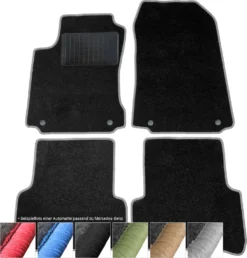 Moto-MOLTICO Fußmatten Auto Velours Autoteppiche Schwarz Automatten Set 4-teilig Passend Für Mercedes-Benz S-Klasse W221 Ab 2005 (Graue - Ziernähte)