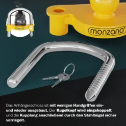 Monzana Anhängerschloss Für Gängige Anhängerkupplung Einfache Montage Diebstahlschutz Diebstahl Anhängersicherung Sicherheitsschloss, Farbe:gelb -Volkswagen || AL-KO Verkaufsgeschäft 13281bde1e75d0adb7c012908a85d48d