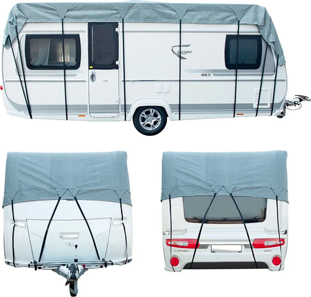 Dachschutzplane 5,5 X 3 M Schutzdach Für Wohnwagen, Wohnmobil Abdeckung Grau 5 Dachschutzplane 5,5 X 3 M Schutzdach Für Wohnwagen, Wohnmobil Abdeckung Grau – Bild 3