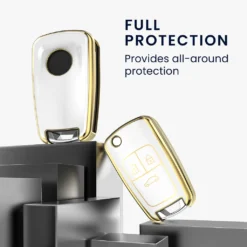 Kwmobile Autoschlüssel Hülle Kompatibel Mit Opel 3-Tasten Klapp Autoschlüssel - Schlüsselhülle Silikon Cover - Weiß Gold -Volkswagen || AL-KO Verkaufsgeschäft 1545fc1dc0c98ab9f30d1483f1ee08b7