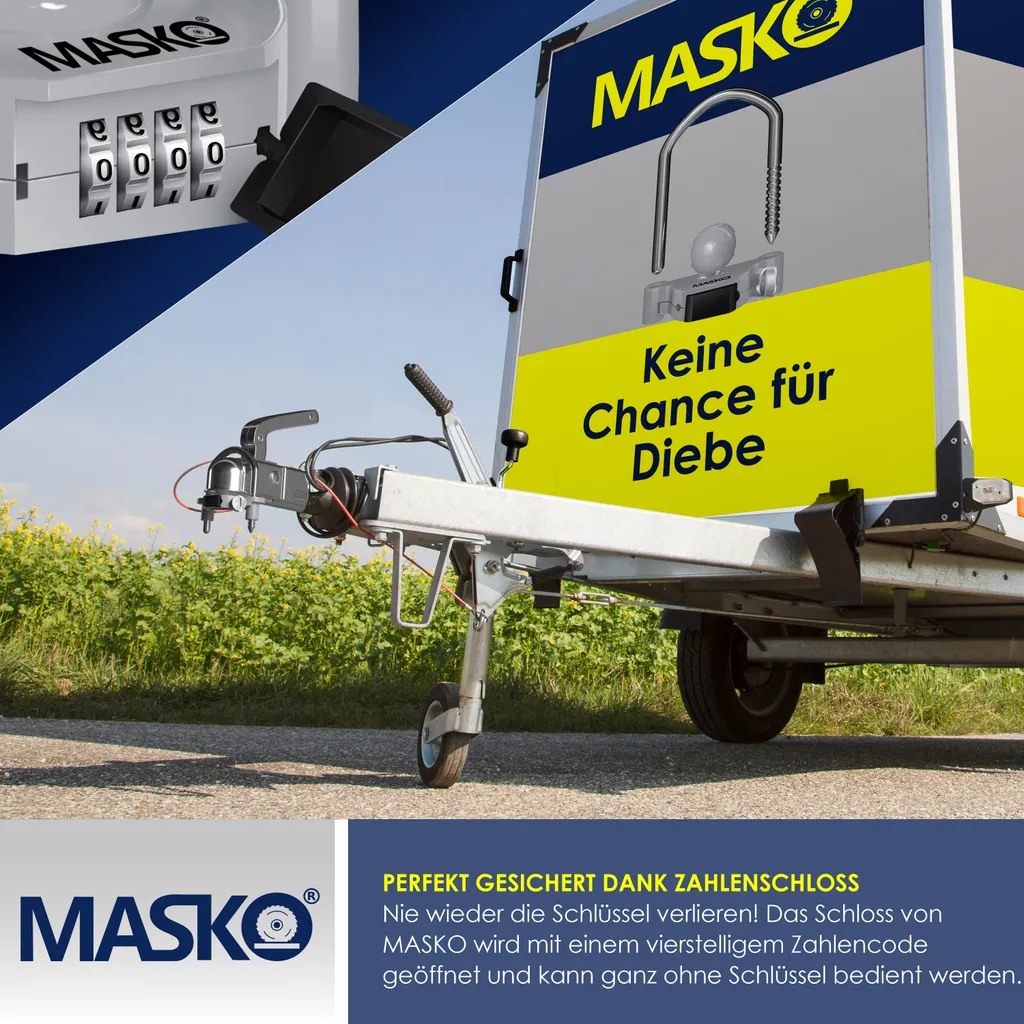 MASKO® Anhängerschloss Zahlenschloss Mit 4 Stellig Code Für Gängige Anhängerkupplung Anhängerkugelsperrkupplung Einfache Montage Diebstahlschutz Wohnwagen Anhänger Abschleppsperre Stahlbügel, Farbe:Grau 8 MASKO® Anhängerschloss Zahlenschloss Mit 4 Stellig Code Für Gängige Anhängerkupplung Anhängerkugelsperrkupplung Einfache Montage Diebstahlschutz Wohnwagen Anhänger Abschleppsperre Stahlbügel, Farbe:Grau – Bild 6