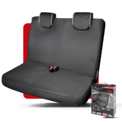 WALSER Auto-Sitzbezug Doppelbankbezug Modulo, Universal Auto-Schonbezug Für Normalsitze, Sitzschoner-Auto Mit Kopfstützenbezügen Schwarz