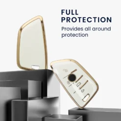 Kwmobile Autoschlüssel Hülle Kompatibel Mit BMW 3-Tasten Smart Key Autoschlüssel - Schlüsselhülle Silikon Cover - Weiß Gold -Volkswagen || AL-KO Verkaufsgeschäft 1a63c7f0e493cf7772732a6dd4d70845