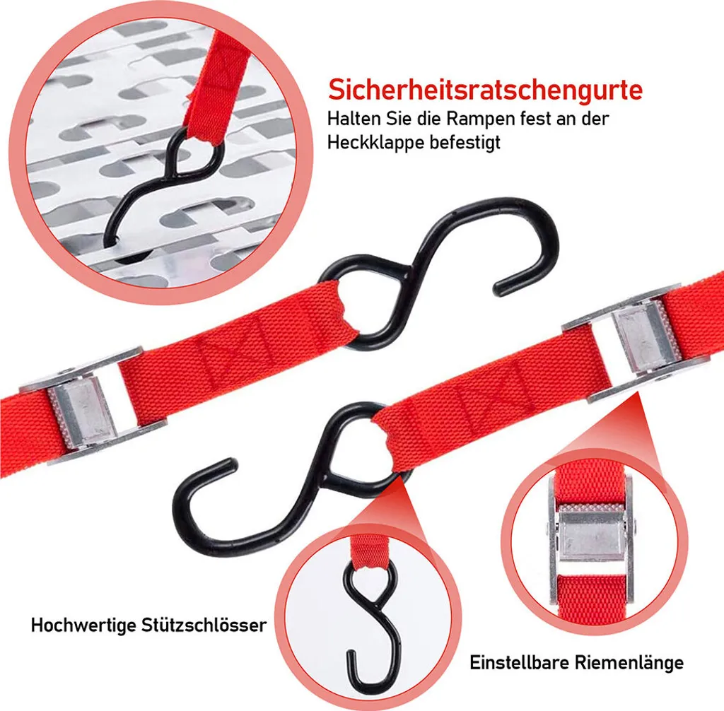 EINFEBEN 2x ALU Auffahrrampe Auffahrrampen Verladerampe Verladeschiene Klappbar Motorrad Auto Rampe 4 EINFEBEN 2x ALU Auffahrrampe Auffahrrampen Verladerampe Verladeschiene Klappbar Motorrad Auto Rampe – Bild 2