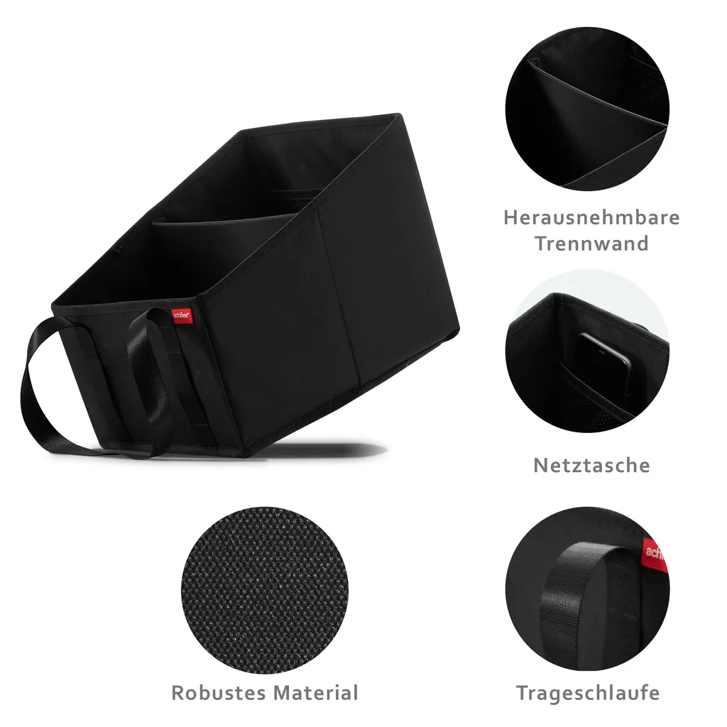 Achilles Beifahrer-Organizer Rücksitz-Box Autositz-Tasche Vordersitz-Falkorb Schwarz 31x25x25cm 6 Achilles Beifahrer-Organizer Rücksitz-Box Autositz-Tasche Vordersitz-Falkorb Schwarz 31x25x25cm – Bild 4