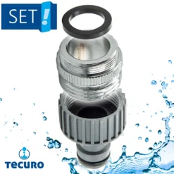 Tecuro Aufnahme Adapter Übergangsstück M24 X 1 AG X 3/4 Zoll AG, Steckkupplung, MS Hochglanzverchromt