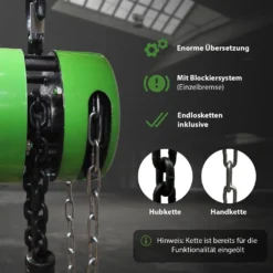 TrutzHolm® Flaschenzug Seilzug Kettenzug Hebezug Ratschenzug 1000 Kg / 1 T Tragkraft - 3000 Mm / 3 M Hubhöhe - HSZ - Rund