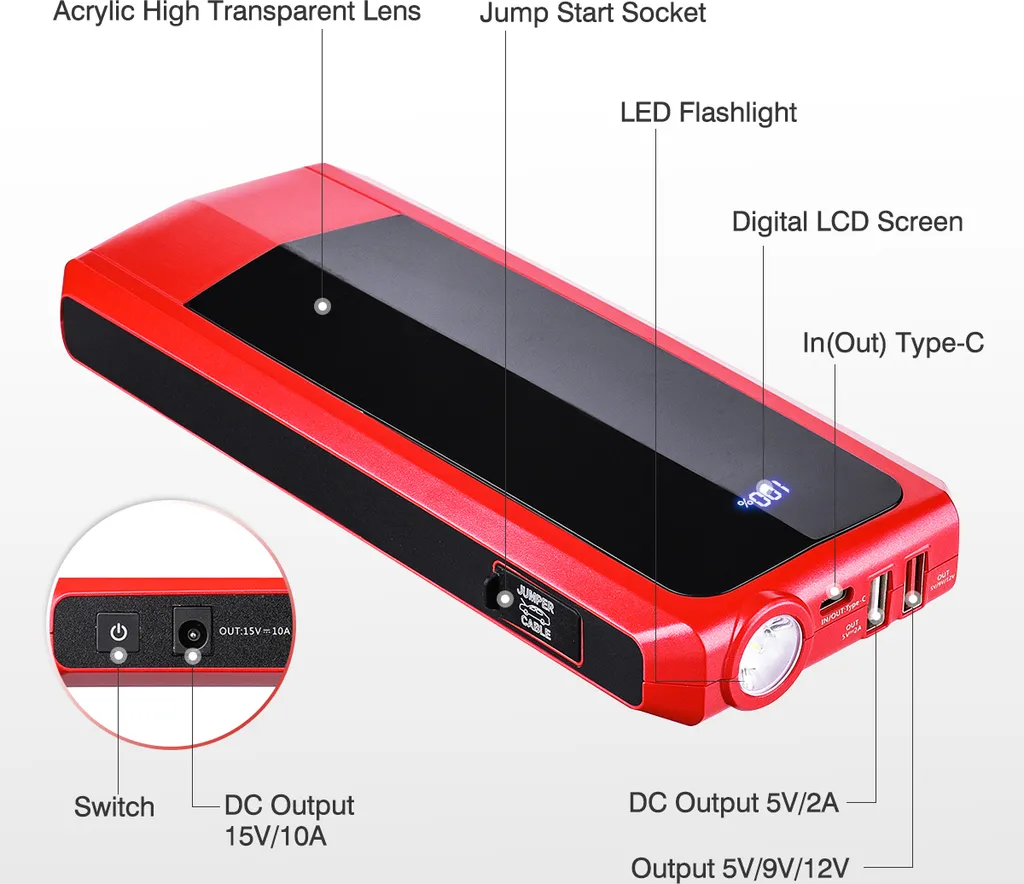 Andeman Auto Starthilfe 20000mAh 2000A Jump Starter Ladegerät Booster Powerbank 11 Andeman Auto Starthilfe 20000mAh 2000A Jump Starter Ladegerät Booster Powerbank – Bild 9