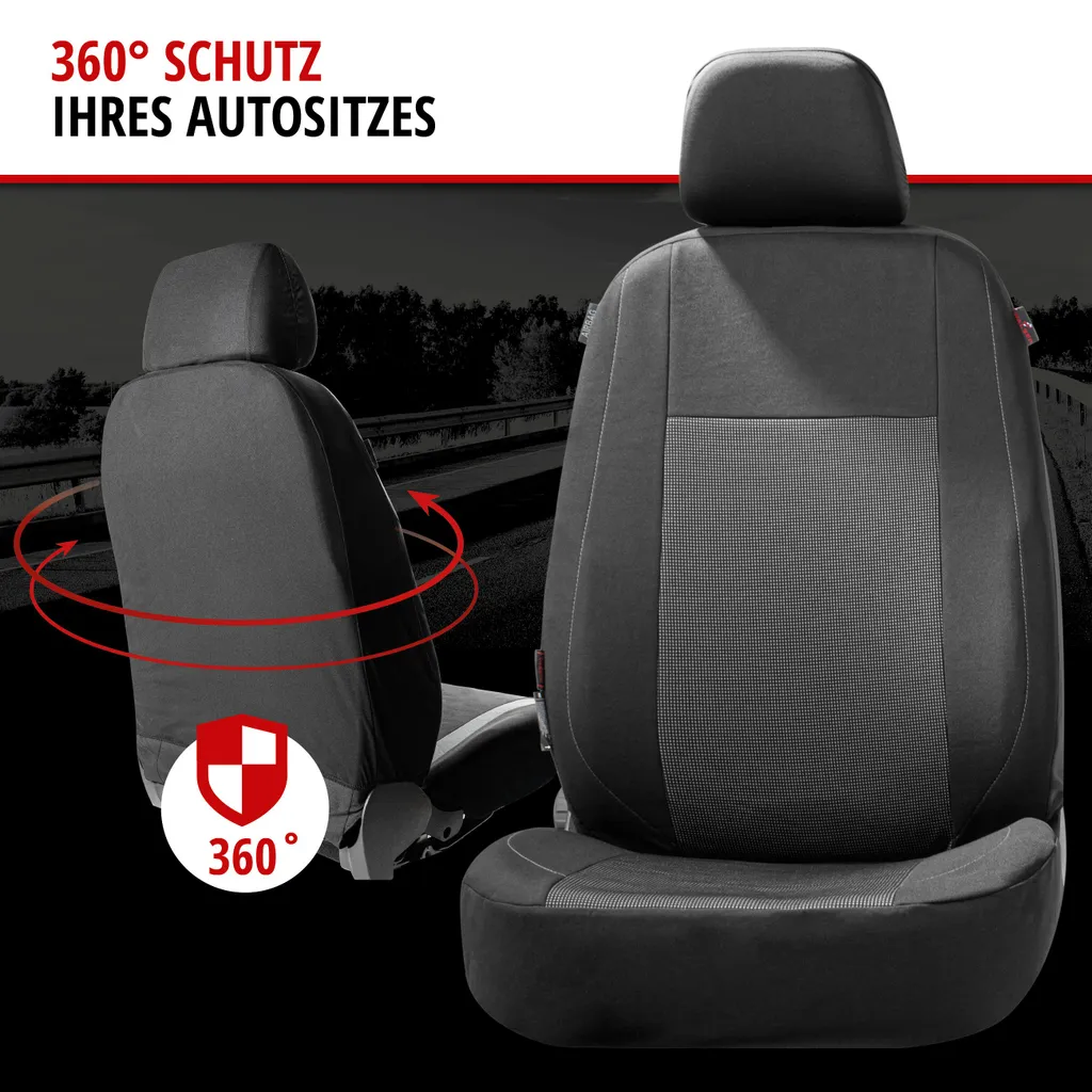 WALSER Premium Autositzbezüge Ardwell Mit Reißverschluss, ZIPP-IT Schonbezüge, 2 Vordersitzbezüge Schwarz/grau 11867 7 WALSER Premium Autositzbezüge Ardwell Mit Reißverschluss, ZIPP-IT Schonbezüge, 2 Vordersitzbezüge Schwarz/grau 11867 – Bild 5