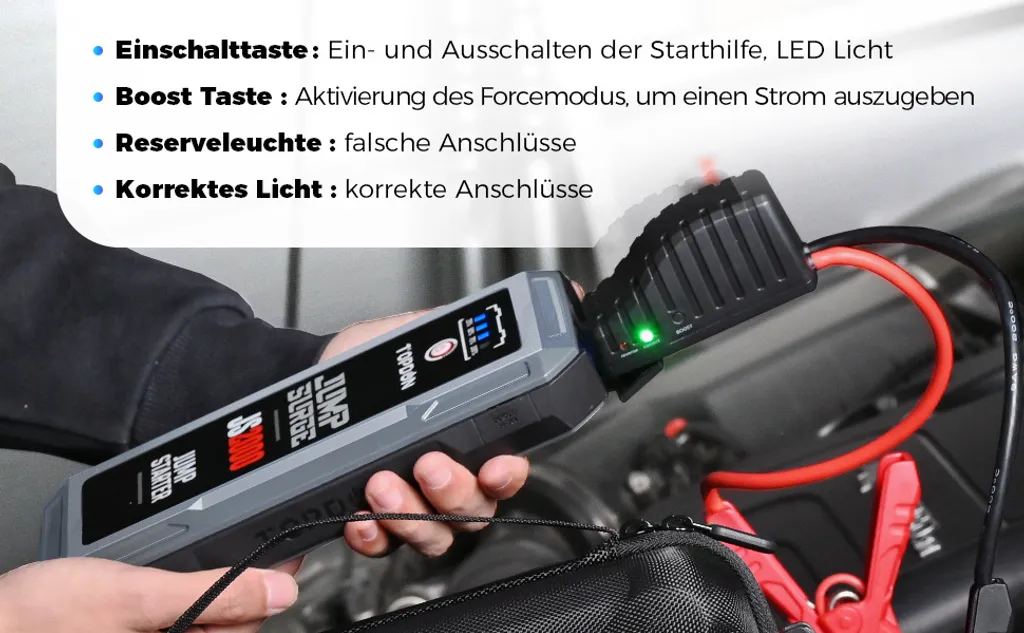 TOPDON 2000A 16000mAh 12V Starthilfekabel JS2000 Aktualisierte Version Starthilfe Powerbank Auto Starthilfe Auto KFZ Starthilfe Autobatterie-Starter Jump Starter 5 TOPDON 2000A 16000mAh 12V Starthilfekabel JS2000 Aktualisierte Version Starthilfe Powerbank Auto Starthilfe Auto KFZ Starthilfe Autobatterie-Starter Jump Starter – Bild 3