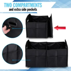 All Ride Kofferraum Organizer - 50 X 32 X 70 CM - 2 Große Fächer Und Einsätze - Organisieren Von Auto Zubehör - Faltbares Design - Schwarz -Volkswagen || AL-KO Verkaufsgeschäft 309974f6aa5550b71c918161c4ced3f6