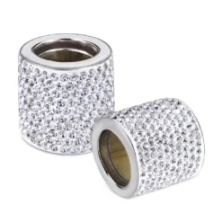 Kwmobile 2x Auto Kopfstützen Ringe - Glitzer Auto Dekoringe Mit Strasssteinen - Metall Ringe - Auto Innendekoration - Silber