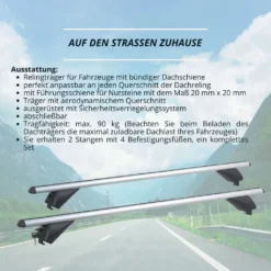 Dachträger - Relingträger - Dachgepäckträger - Querträger Dachreling - Relingträger Universal - VDP-R003 - Aluminium - 135cm - 90kg - Für Bündige Dachschienen -Volkswagen || AL-KO Verkaufsgeschäft 322f94f264affefae20fe86e10764666