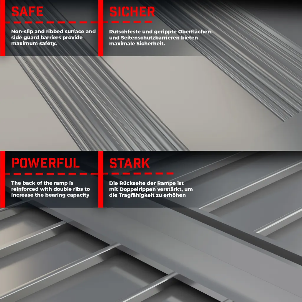 Jago® Rollstuhl Rampe - Aluminium, Klappbar, Versch. Größen (90 Cm, 122 Cm, 150cm), Mobile Faltbar, 270 Kg - Rollstuhlrampe, Auffahrrampe (150cm) 9 Jago® Rollstuhl Rampe - Aluminium, Klappbar, Versch. Größen (90 Cm, 122 Cm, 150cm), Mobile Faltbar, 270 Kg - Rollstuhlrampe, Auffahrrampe (150cm) – Bild 7