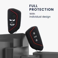 Kwmobile Autoschlüssel Hülle Kompatibel Mit VW Golf 8 3-Tasten Autoschlüssel - Schlüsselhülle Don't Touch My Key Weiß Schwarz Rot -Volkswagen || AL-KO Verkaufsgeschäft 3c56c697066223f6b69f7e2b95956a6f