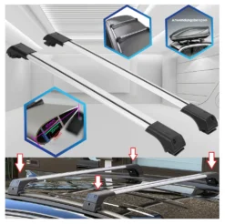 BREMER SITZBEZÜGE Dachträger Dachgepäckträger Querträger Kompatibel Mit Dachreling Für Ford Galaxy 2 WA6 Ab 2006-2014 In Grau V2