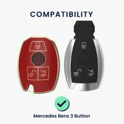 Kwmobile Autoschlüssel Hülle Kompatibel Mit Mercedes Benz 3-Tasten Autoschlüssel - Schlüsselhülle Silikon Cover - Rot Gold -Volkswagen || AL-KO Verkaufsgeschäft 4822cdce021172ba0e6803440001f393