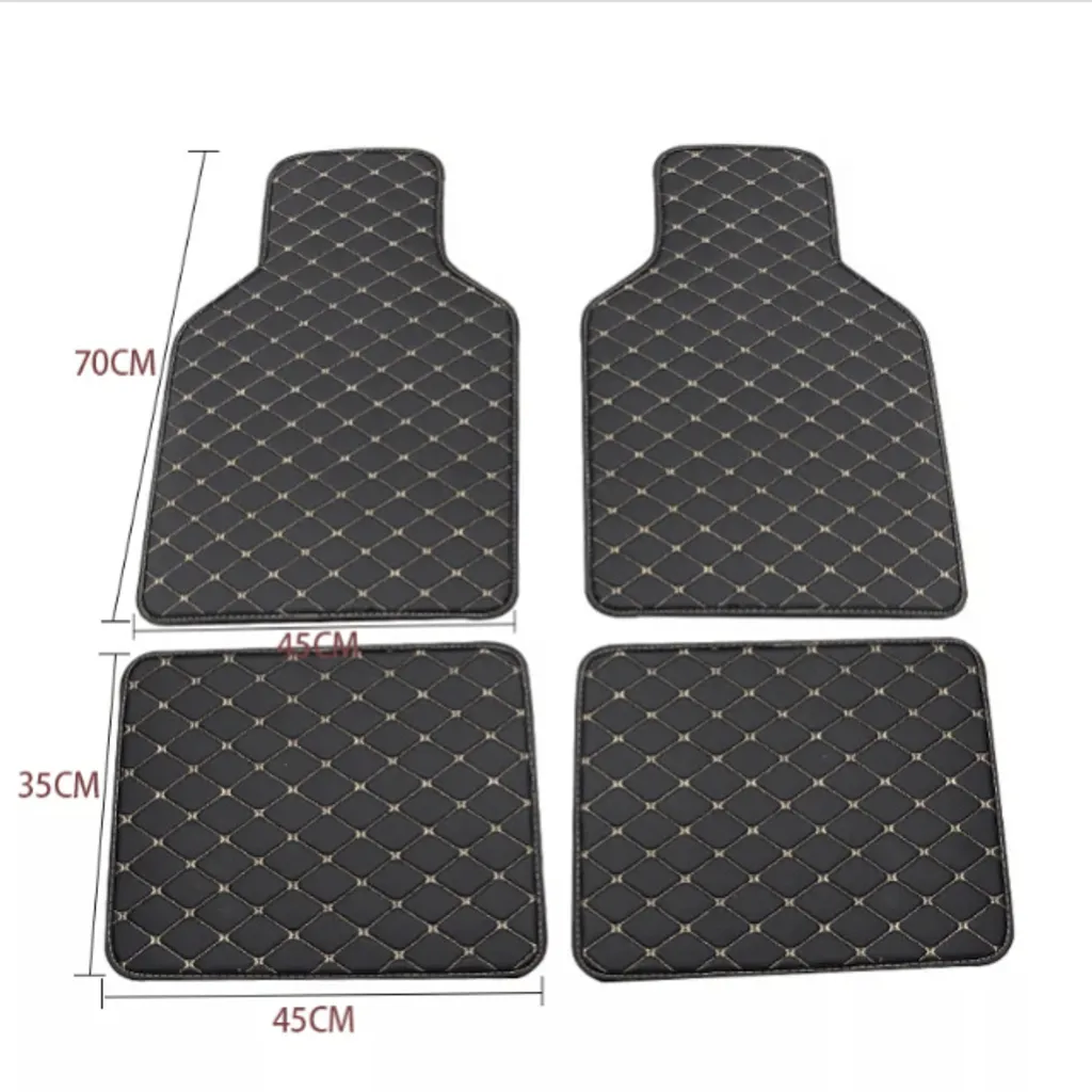 4 Stück Universal-Fussmatten Aus Kunstleder, Vorne Und Hinten, Wasserdicht, Schwarz Und Beige Genäht 6 4 Stück Universal-Fussmatten Aus Kunstleder, Vorne Und Hinten, Wasserdicht, Schwarz Und Beige Genäht – Bild 4