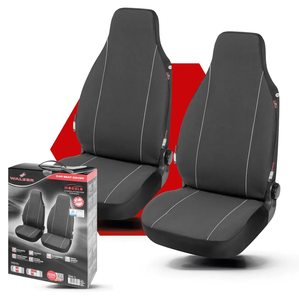 WALSER Auto-Sitzbezug Modulo, 2 Vordersitzbezüge, Universal Auto-Schonbezüge Für Highbacksitze, Universal PKW-Sitzbezüge, Sitzschoner-Auto Schwarz 6 WALSER Auto-Sitzbezug Modulo, 2 Vordersitzbezüge, Universal Auto-Schonbezüge Für Highbacksitze, Universal PKW-Sitzbezüge, Sitzschoner-Auto Schwarz – Bild 4