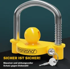 Monzana Anhängerschloss Für Gängige Anhängerkupplung Einfache Montage Diebstahlschutz Diebstahl Anhängersicherung Sicherheitsschloss, Farbe:gelb -Volkswagen || AL-KO Verkaufsgeschäft 5865c52118fb3e4681a8f0485cb606aa