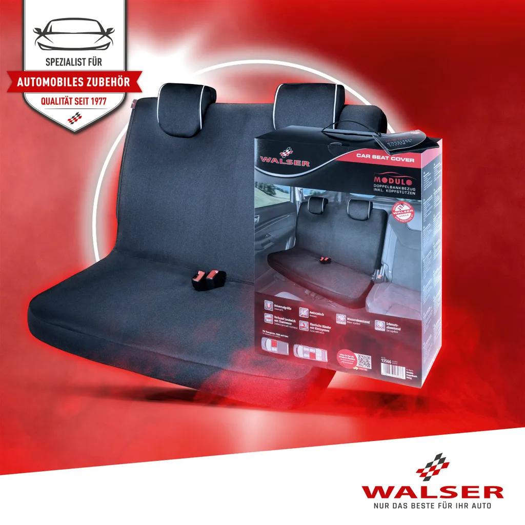 WALSER Auto-Sitzbezug Doppelbankbezug Modulo, Universal Auto-Schonbezug Für Normalsitze, Sitzschoner-Auto Mit Kopfstützenbezügen Schwarz 6 WALSER Auto-Sitzbezug Doppelbankbezug Modulo, Universal Auto-Schonbezug Für Normalsitze, Sitzschoner-Auto Mit Kopfstützenbezügen Schwarz – Bild 4