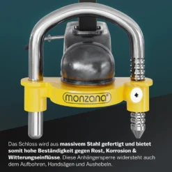 Monzana Anhängerschloss Für Gängige Anhängerkupplung Einfache Montage Diebstahlschutz Diebstahl Anhängersicherung Sicherheitsschloss, Farbe:gelb -Volkswagen || AL-KO Verkaufsgeschäft 5d0b78d820e41d87ba82cfb5570b0d20