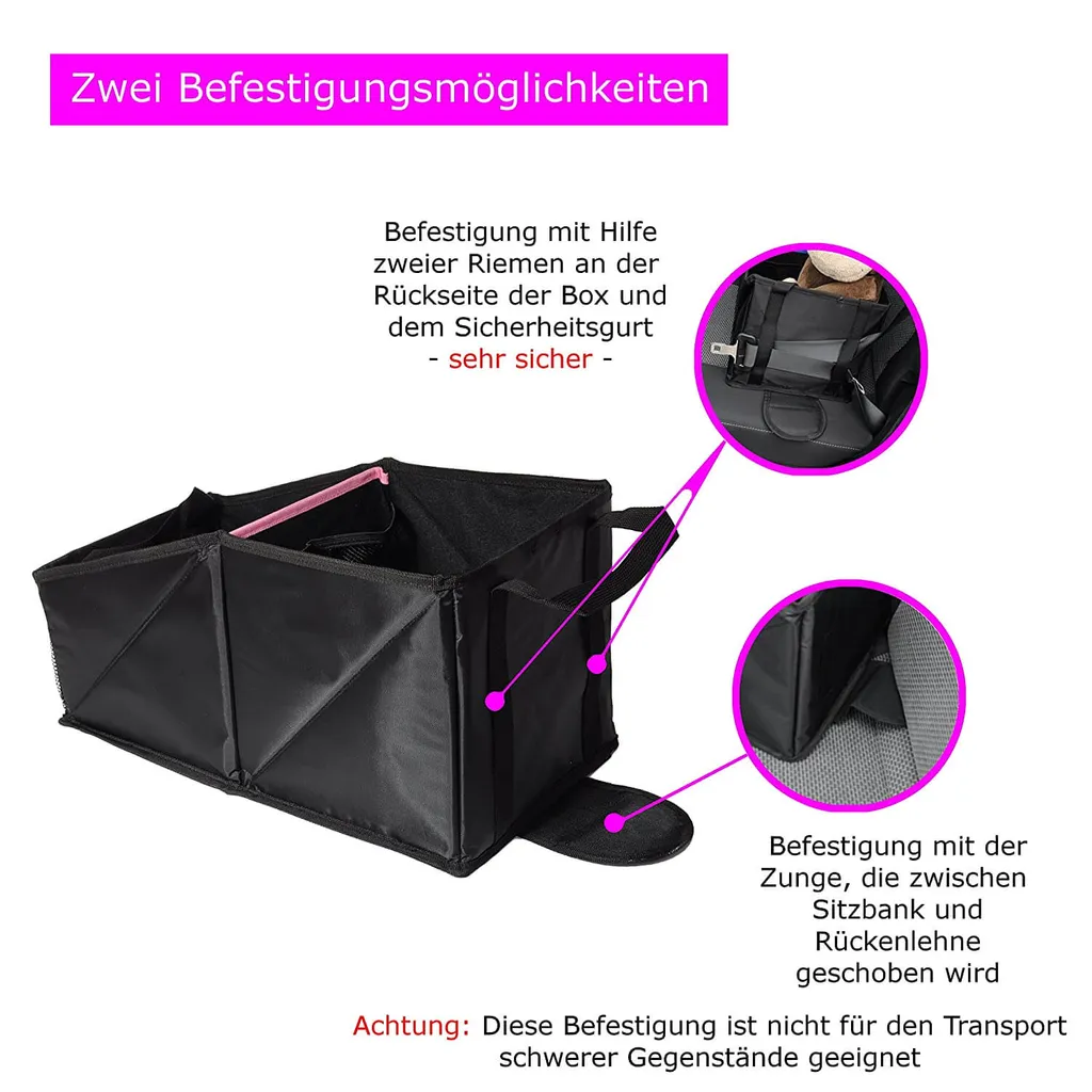 Wumbi Aufbewahrungsbox Pink KfZ Kofferraum Kofferraumtasche Organizer Auto Tasche Kofferraumorganizer Verstaumöglichkeit Auto, Picknickkorb 9 Wumbi Aufbewahrungsbox Pink KfZ Kofferraum Kofferraumtasche Organizer Auto Tasche Kofferraumorganizer Verstaumöglichkeit Auto, Picknickkorb – Bild 7