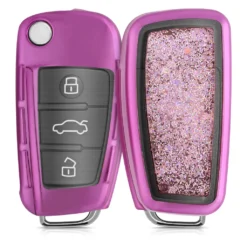Kwmobile Autoschlüssel Hülle Kompatibel Mit Audi 3-Tasten Klappschlüssel - TPU Schutzhülle Schlüsselhülle Cover Schneekugel Sterne Pink Metallic Pink -Volkswagen || AL-KO Verkaufsgeschäft 637902da5bbf10983d3ea7fd4826e591