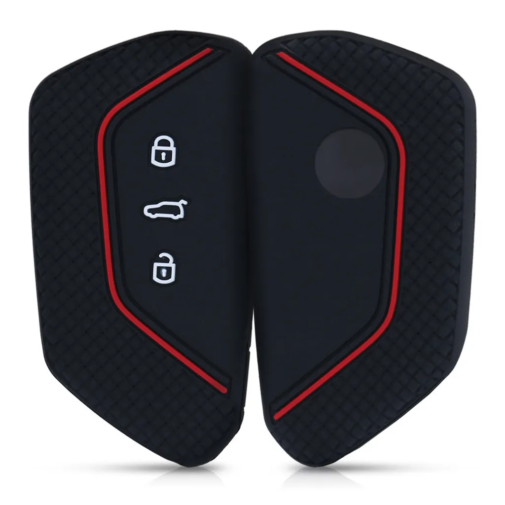 Kwmobile Autoschlüssel Silikon Hülle Kompatibel Mit VW Golf 8 3-Tasten Autoschlüssel - Schlüsselhülle - In Schwarz Rot 3 Kwmobile Autoschlüssel Silikon Hülle Kompatibel Mit VW Golf 8 3-Tasten Autoschlüssel - Schlüsselhülle - In Schwarz Rot