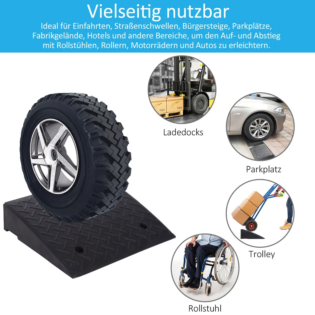 HOMCOM 2 Auffahrrampe, Bordsteinrampe, Gummirampen, Schwellenrampe, Auffahrhilfe Für Auto, Gummi, Schwarz, 48 X 32 X 13 Cm 6 HOMCOM 2 Auffahrrampe, Bordsteinrampe, Gummirampen, Schwellenrampe, Auffahrhilfe Für Auto, Gummi, Schwarz, 48 X 32 X 13 Cm – Bild 4
