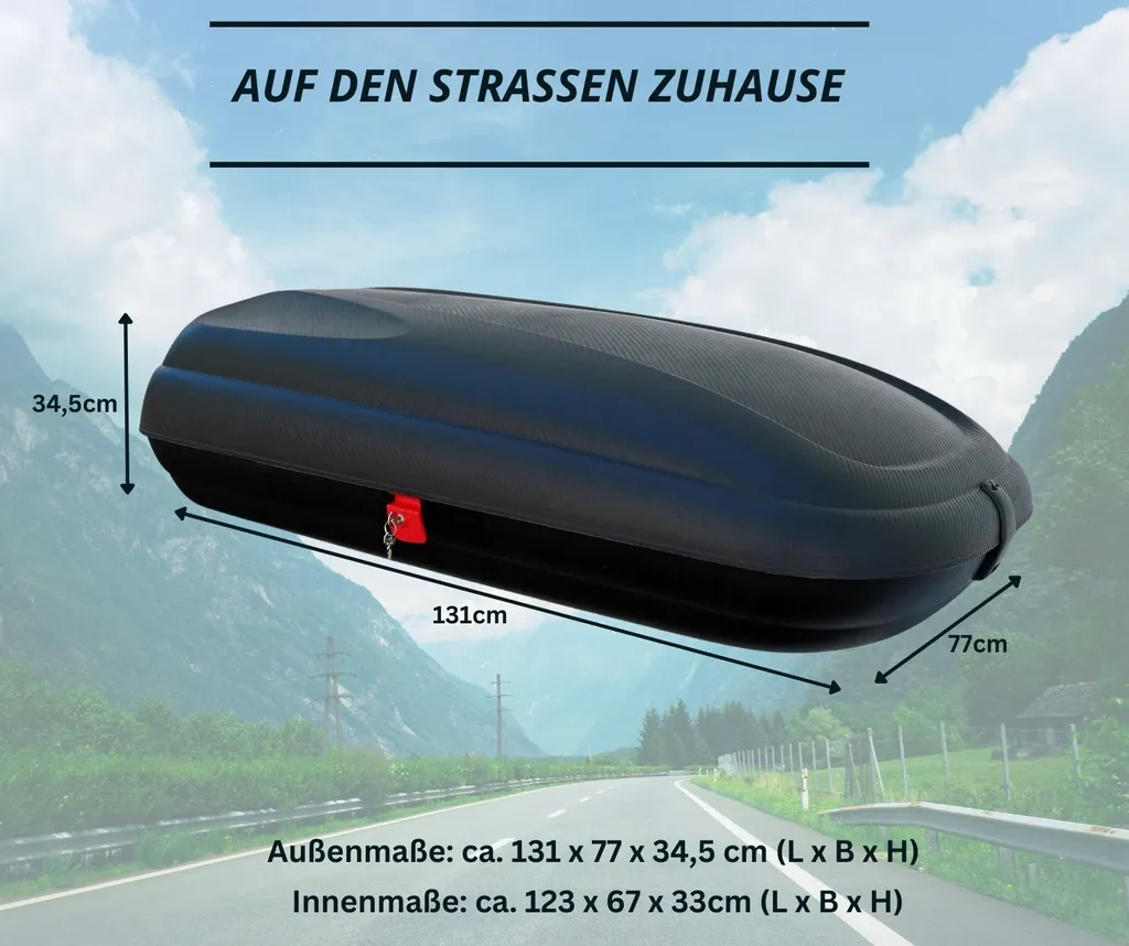 Dachbox Gepäckbox 320 L Schwarz – Carbon Optik 16 Dachbox Gepäckbox 320 L Schwarz – Carbon Optik – Bild 14