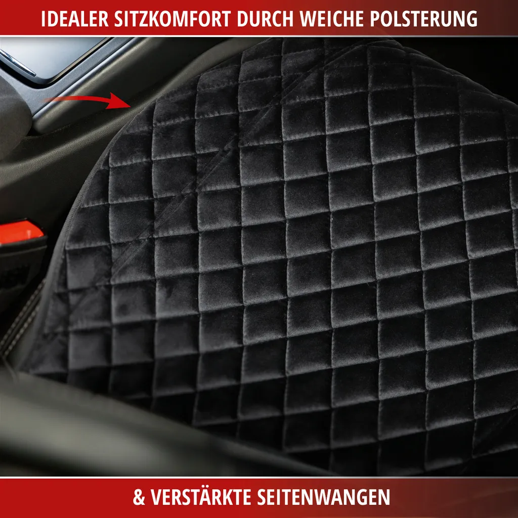 WALSER Sitzaufleger Comfortline Luxor, Universelle PKW Sitzauflage Vordersitz, Schutzunterlage-Autositz, Sitzschoner Mit Seitenwangen-Schutz, Schwarz 6 WALSER Sitzaufleger Comfortline Luxor, Universelle PKW Sitzauflage Vordersitz, Schutzunterlage-Autositz, Sitzschoner Mit Seitenwangen-Schutz, Schwarz – Bild 4