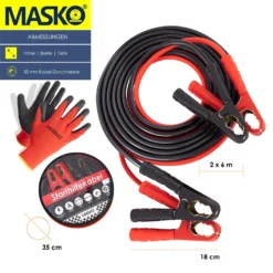 MASKO® Starthilfekabel Überbrückungskabel Für Benzin- Und Dieselmotoren, 6/12/24 Volt. Auto Motorrad Starterkabel Aus Kupfer Inkl. Handschuhe Und Tragetasche (25mm² 1200A / 30mm² 1500A), Größe:6m / 1500amp -Volkswagen || AL-KO Verkaufsgeschäft 75c33bd9fd697221fa52c0288ac4b8ed