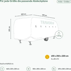Wohnwagen Plane - Abdeckplane Caravan Cover Schutzhülle Wohnwagenplane, Größe Plane:L (610 X 250 X 220 Cm) -Volkswagen || AL-KO Verkaufsgeschäft 7799c6c742067e971eca26f9124ede10
