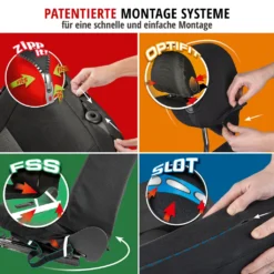 WALSER Premium Autositzbezüge Logan Mit Reißverschluss, ZIPP-IT Schonbezüge Komplettset, 2 Vordersitzbezüge, 1 Rücksitzbezug Schwarz/rot 11861 -Volkswagen || AL-KO Verkaufsgeschäft 77f2e3443f2981e376cb162f2fe7b4fc