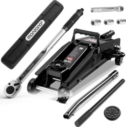 Deuba Reifenwechselset Hydraulischer Wagenheber 3t Inkl. Gummiauflage + Drehmomentschlüssel 6tlg. 1/2' 40-210Nm + Koffer