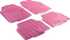 Auto Gummi Fußmatten Universal Alu Riffelblech Optik 4-teilig Chrom Pink