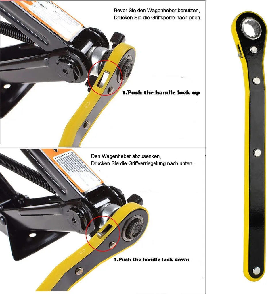 Speed 2T Scherenwagenheber Wagenheber PKW Heber Mit Schraubenschlüssel Für Auto Familienauto Kleinlastwagen - Schwarz 4 Speed 2T Scherenwagenheber Wagenheber PKW Heber Mit Schraubenschlüssel Für Auto Familienauto Kleinlastwagen - Schwarz – Bild 2