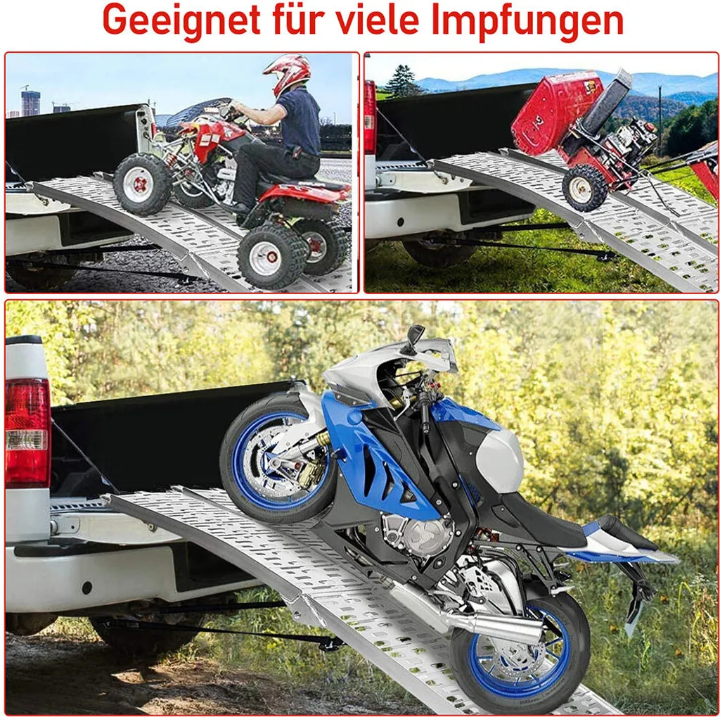 EINFEBEN 2x ALU Auffahrrampe Auffahrrampen Verladerampe Verladeschiene Klappbar Motorrad Auto Rampe 6 EINFEBEN 2x ALU Auffahrrampe Auffahrrampen Verladerampe Verladeschiene Klappbar Motorrad Auto Rampe – Bild 4