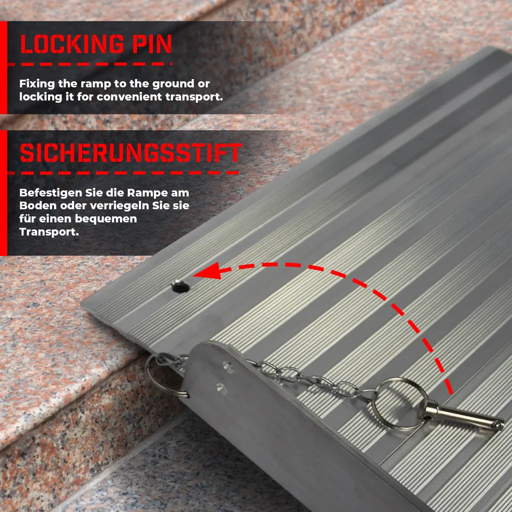 Jago® Rollstuhl Rampe - Aluminium, Klappbar, Versch. Größen (90 Cm, 122 Cm, 150cm), Mobile Faltbar, 270 Kg - Rollstuhlrampe, Auffahrrampe (150cm) 10 Jago® Rollstuhl Rampe - Aluminium, Klappbar, Versch. Größen (90 Cm, 122 Cm, 150cm), Mobile Faltbar, 270 Kg - Rollstuhlrampe, Auffahrrampe (150cm) – Bild 8