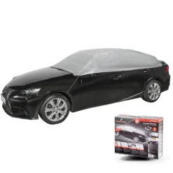 WALSER Abdeckplane Auto All Weather Light, Abdeckplane Wasserdicht, 100% Wetterfeste Auto Abdeckplane, Autoabdeckung Outdoor, Auto Abdeckplane Wasserdicht, Autogarage, Halbgarage PKW L Grau