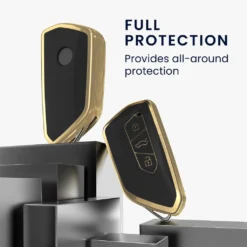 Kwmobile Autoschlüssel Hülle Kompatibel Mit VW Golf 8 3-Tasten Autoschlüssel - Schlüsselhülle Silikon Cover - Schwarz Gold -Volkswagen || AL-KO Verkaufsgeschäft 97f810a84a529060e9b9470eae196936