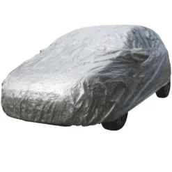 Smartfox Auto Abdeckung Vollgarage | Größe M - 430x160x120cm | Farbe: Silber / Grau | Gummizug | Sommer & Winter | PKW Ganzgarage Autoplane KFZ Schutzhülle