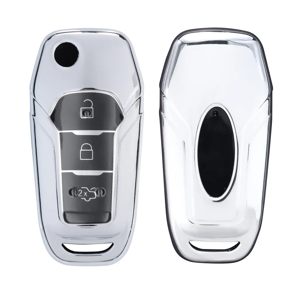 Kwmobile Autoschlüssel Hülle Kompatibel Mit Ford 3-Tasten MyKey Klapp Autoschlüssel - TPU Schutzhülle Schlüsselhülle Cover In Hochglanz Silber 3 Kwmobile Autoschlüssel Hülle Kompatibel Mit Ford 3-Tasten MyKey Klapp Autoschlüssel - TPU Schutzhülle Schlüsselhülle Cover In Hochglanz Silber