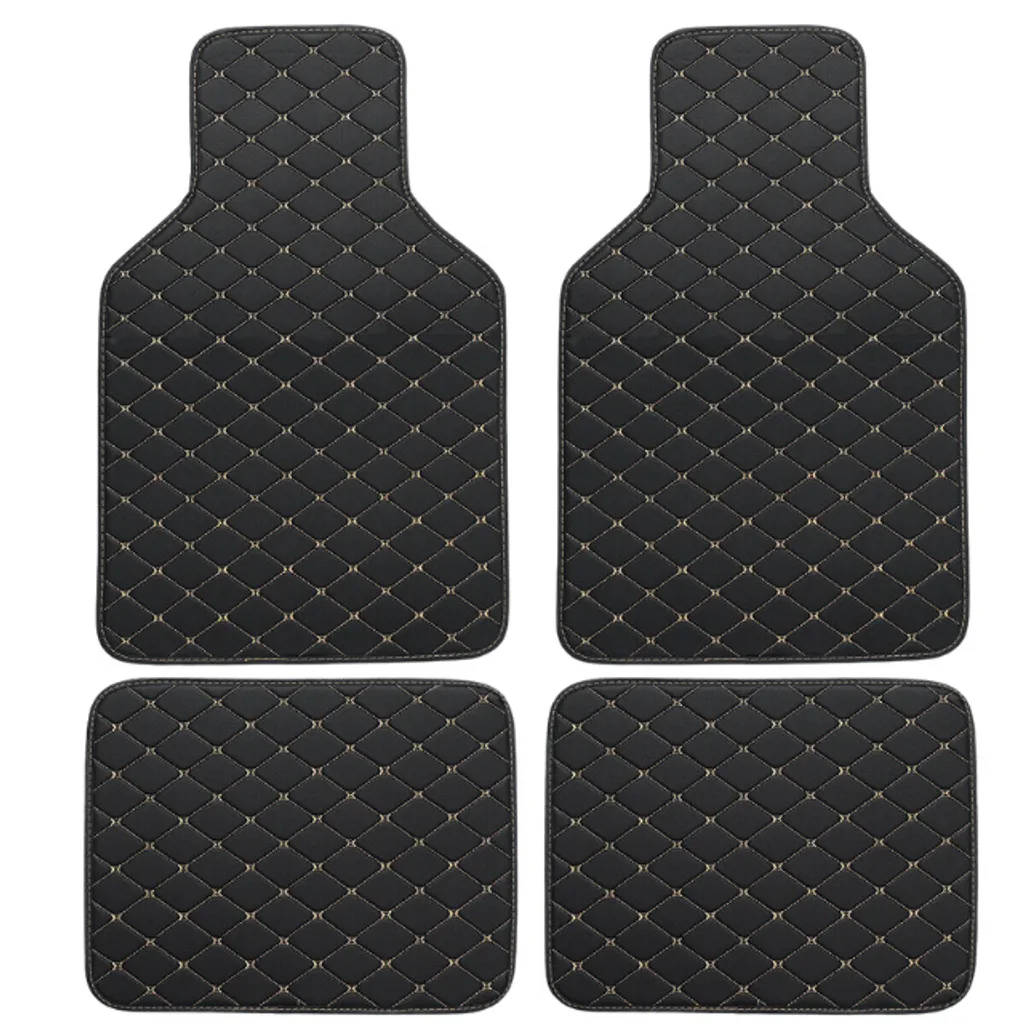4 Stück Universal-Fussmatten Aus Kunstleder, Vorne Und Hinten, Wasserdicht, Schwarz Und Beige Genäht 12 4 Stück Universal-Fussmatten Aus Kunstleder, Vorne Und Hinten, Wasserdicht, Schwarz Und Beige Genäht – Bild 10
